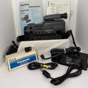 Panasonic OmniMovie VHSC PV-120 Camcorder Bundle and Accessories battery no chg